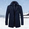 Мужское шерстяное пальто со стойкой воротником и лацканами, длинным рукавом, однотонное, средней длины, деловое пальто, застежка на молнию и пуговицы, рабочая ветровка
