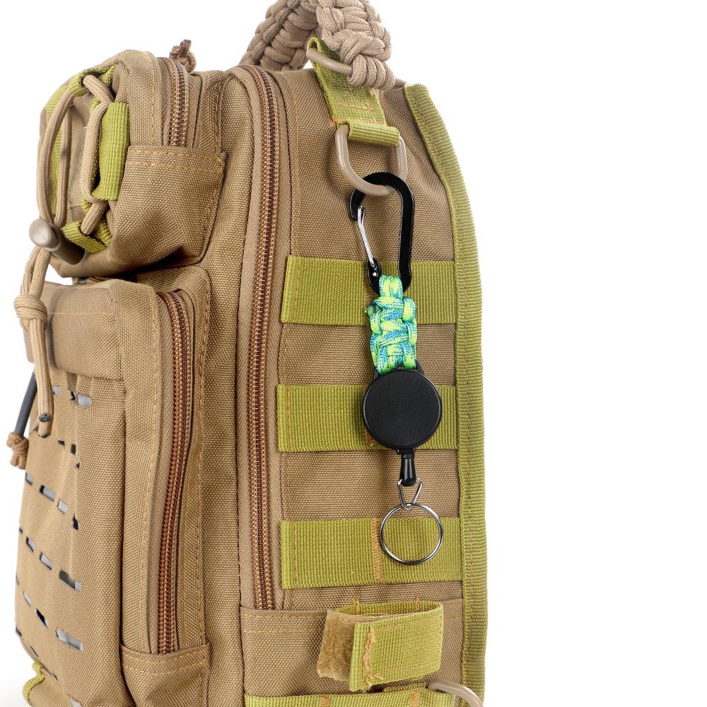Colorful Woven Rope Anti-theft Retractable Keychain with Easy-pull Buckle for Outdoor Use