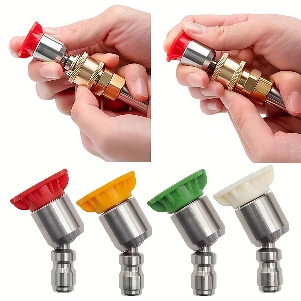Rotating High Pressure Washer Tips Stainless Steel Rotary Spray Jet Tip Washer Adapter Garden
