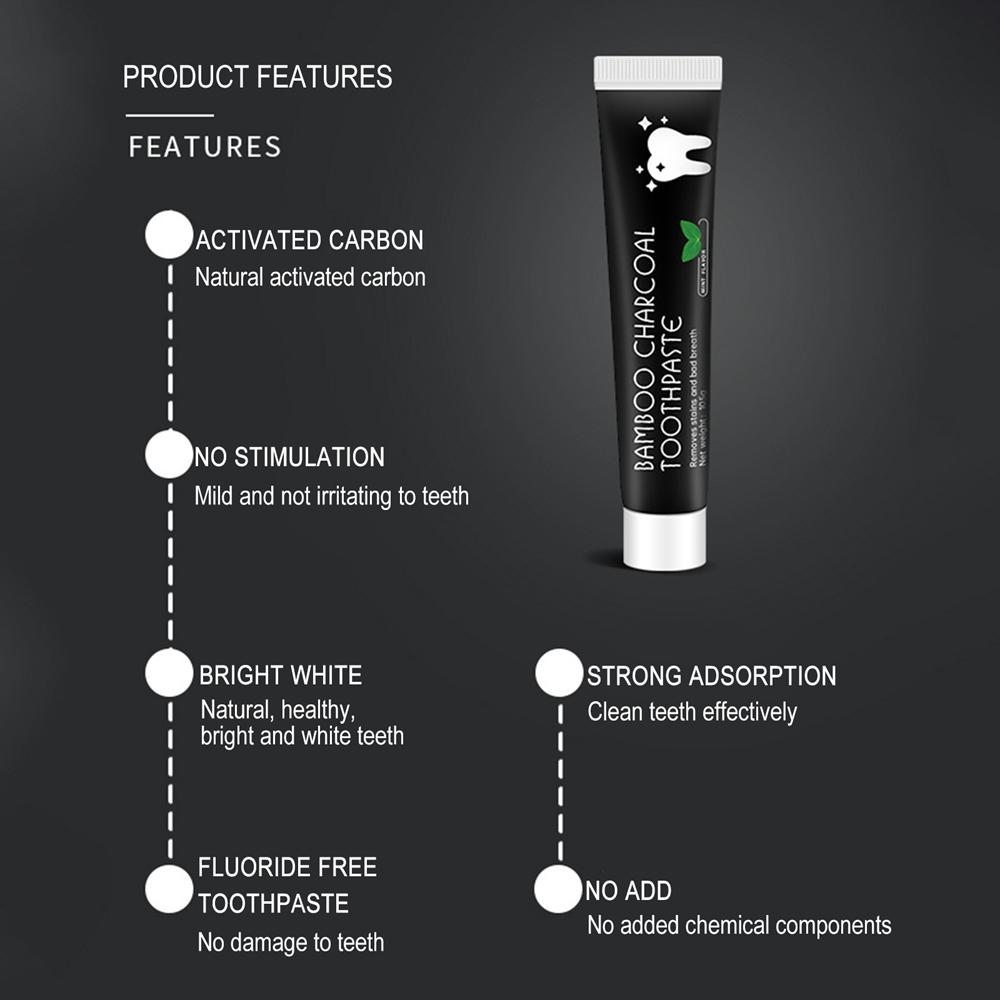 105 г бамбуковый уголь, черная зубная паста, глубокая очистка, вкус мяты, отбеливание зубов, неприятный запах изо рта, уход за пятнами, красота, здоровье, Maquiagem
