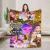 KPop Demon Hunters Golden Music Flannel Throw Blanket for Travel Office Bed Sofa and Outdoor Use  Warm Aesthetic Bedspread