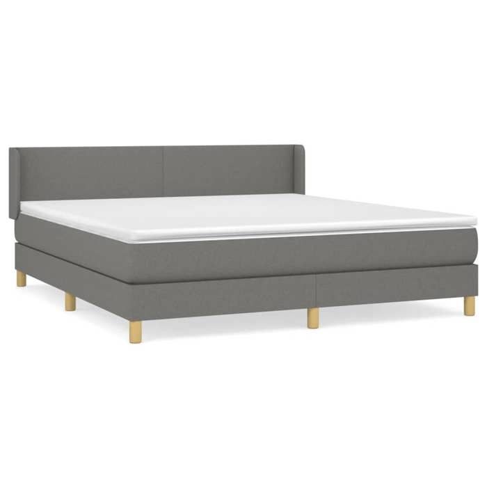 Maison Exclusive - Sommier à lattes de lit avec matelas Gris foncé 180x200cm Tissu