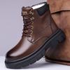 Fashion New Winter Men Boots Outdoor High Top Leather Sneakers Casual Shoes Cotton Shoes Thick Soled Wear-resistant Boots Business Shoes
