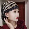 Luxury Embroidery Beading Pleated Turban Cap for Women African Female Wrap Head Bonnet Muslim Turban Hat Lady Head Wraps