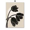 Black Gray Abstract Flower Leaves Girl Face Modern Minimalism Wall Art Nordic Canvas Painting Posters And Prints Wall Pictures