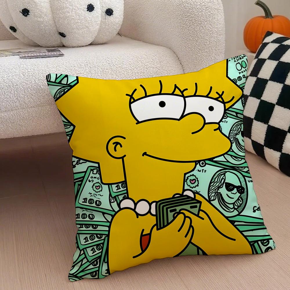 The Ssimpsons Cartoon Sofa Cushion Cover Throw Pillow Cover Hidden Button Durable Polyester Chair Cushion