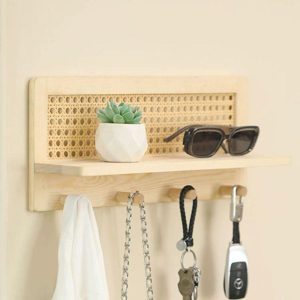 Компактная стойка для хранения ключей из массива дерева, деревянная настенная полка, деревянный крючок для ключей, декор для прихожей