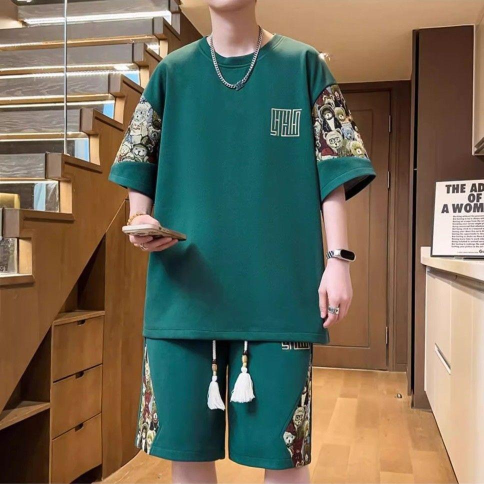 Футболки + шорты Летняя мода Спортивная одежда Рубашки Мужские повседневные комплекты Мужские модные рубашки и шорты Полный размер S-5XL