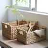Handmade Woven Storage Box Handle Kitchen Sundry Organizer Laundry Basket Rectangular Closet Organizer Picnic Basket