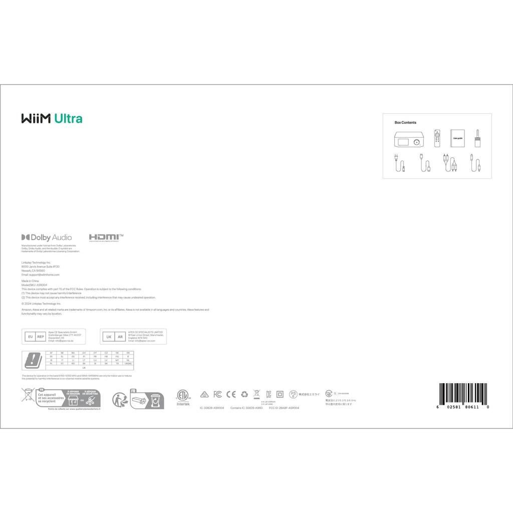 WiiM Ultra Music Streamer Цифровой предусилитель Touch Google Cast и потоковая передача Alexa Amazon и многое другое Вход HDMI Phono выход для наушников Space Gray [Direct