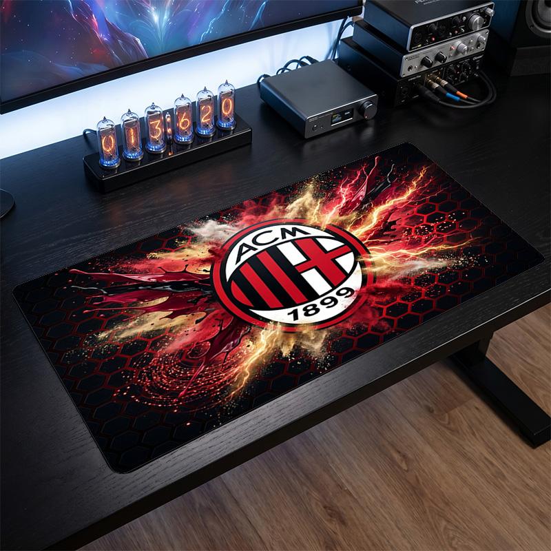 Большой коврик для мыши с принтом AC Milan, нескользящий мягкий резиновый игровой коврик для стола, декор для офисного ноутбука компьютера