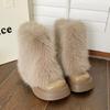 Winter Shoe Women's Winter Fluffy Faux Fox Fur Boots Woman Plush Warm Snow Boots Luxury Footwear Girls' Furry Fur Bottes Fashion