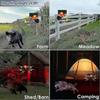 Solar Outdoor Motion Sensor Alarm with 130db Loud Noise Maker - Customizable Sound & Strobe Light for Dog Barking & Gunshot Detection