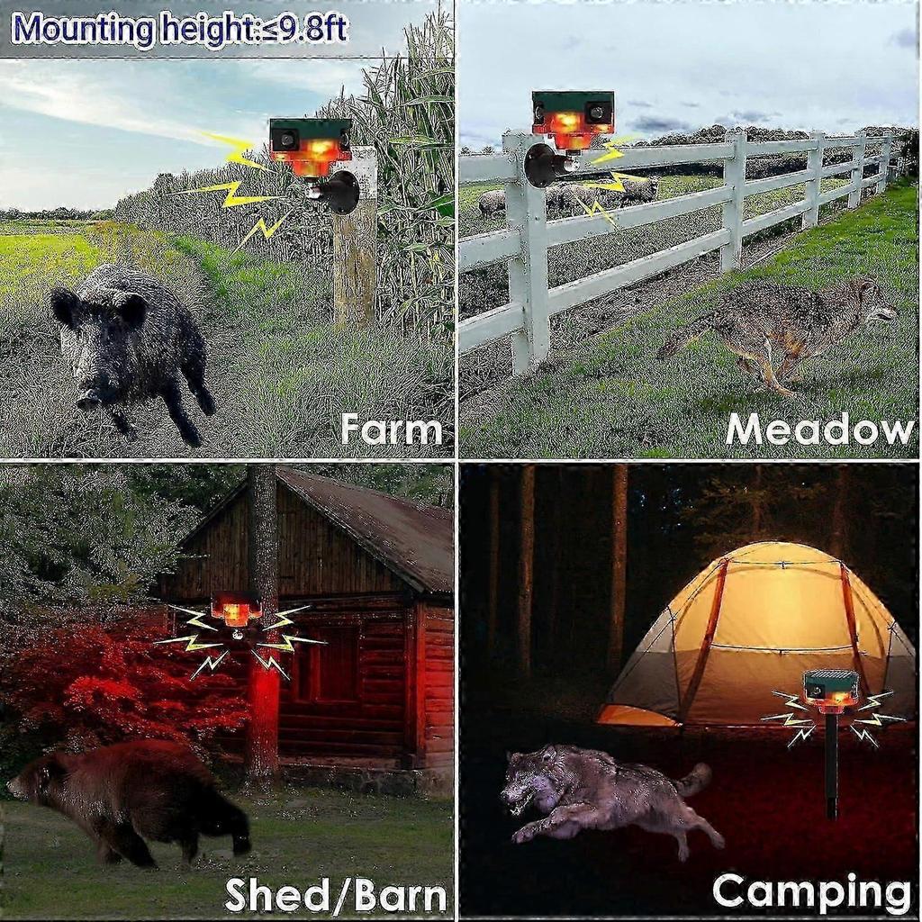 Solar Outdoor Motion Sensor Alarm with 130db Loud Noise Maker - Customizable Sound & Strobe Light for Dog Barking & Gunshot Detection