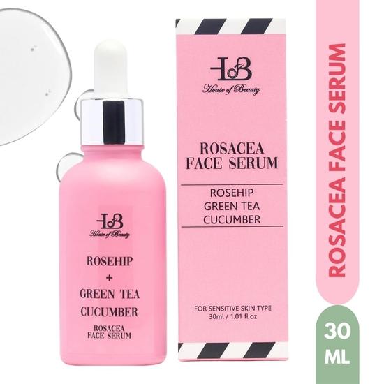 HOUSE OF BEAUTY Сыворотка от розацеи - шиповник, зеленый чай, огурец для лица, чувствительная кожа, покраснения, сухость и растяжение кожи (30мл)