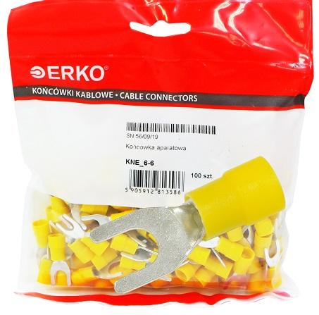Końcówka widełki izolowana KNE 6mm M6 100szt ERKO