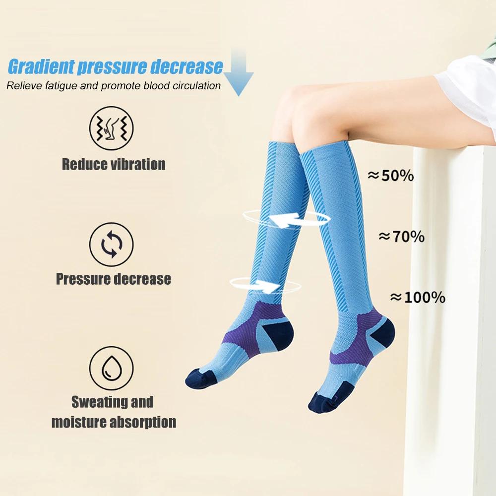 1Pair Compression Socks for Men Women 15-20 MmHg Support for Running Nurses Flight Pregnancy Circulation Athletic Socks