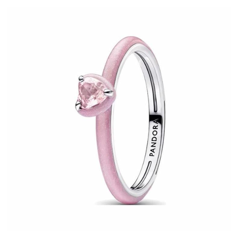 Pandora Кольцо из серебра 925 пробы серии ME в форме сердца, женское, розовое 193088C02