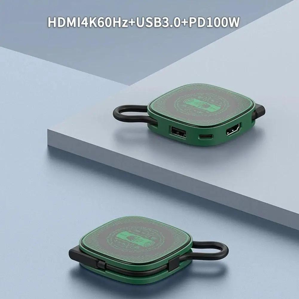 Док-станция 2-го типа Type-C 3-в-1 Для Switch 2 4K 60 Гц USB 3.0 5 Гбит/с PD-100 Вт