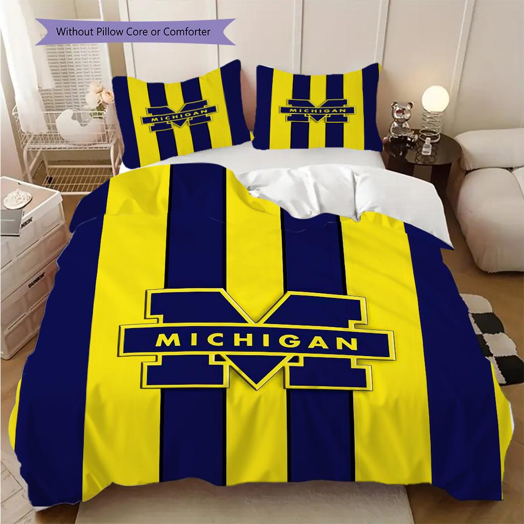 Michigan Pattern Bedding Quilt Set Quilt Cover Pillowcase Home Decoration Birthday Gift (1 * duvet cover + 2 * pillowcase, without core)