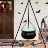 Large Witches Cauldron On Tripod Decoration Outdoor Glowing Witch Soup Pot with Light Plastic Black Candy Bucket for Halloween Party