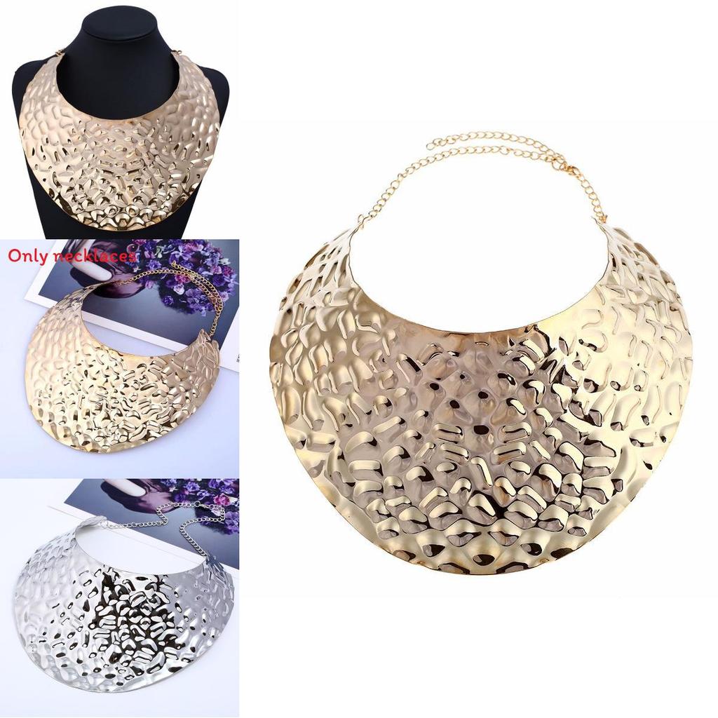Fashionable Colorful Embossed Metal Disc Design Women Necklace For Punk Rock And Artistic Style Events
