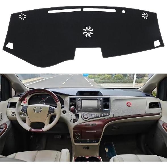 Dash Cover Mat Fit For Toyota Sienna 2011-2014, Dashboard Cover Pad Carpet Protector (Black)