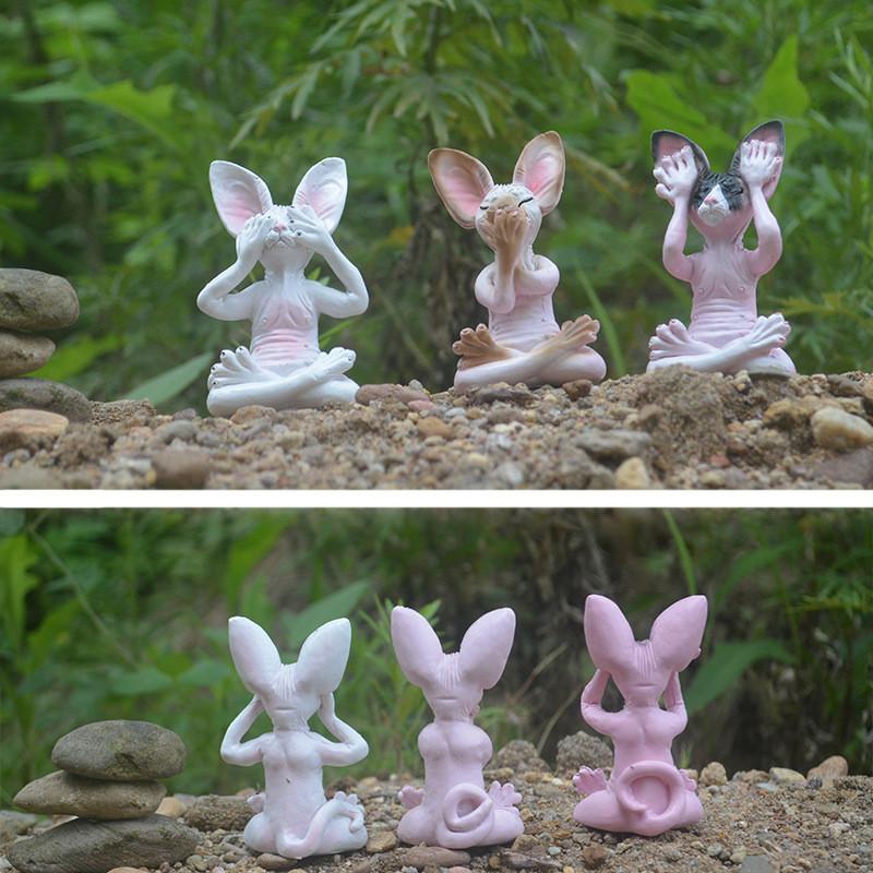 Креативный набор смоляных фигурок кошек в американском стиле с медитативным дизайном «Ничего не вижу, ничего не слышу, ничего не говорю»