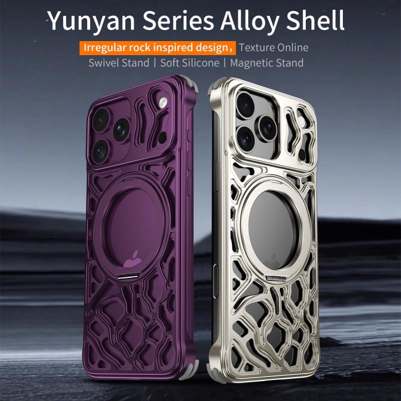 Metal Hollow Magnetic Rotating Stand Phone Case IPhone 18 17 16 15 Pro Max