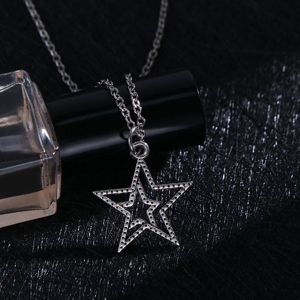 Zinc Zinc Alloy Vintage Pentagram Necklace Hollow Choker Korean Clavicle Chain Star Pendant Necklace Jewelry