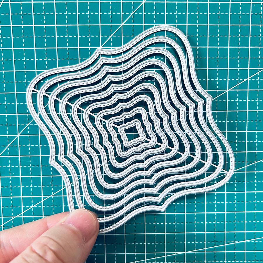 Многослойные квадратные фигурные вырубки для изготовления открыток, режущие штампы, металлическая форма для вырубки, штампы для скрапбукинга, травленый тисненый трафарет для рукоделия