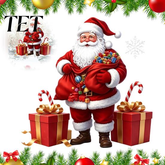 Holiday Glass Stickers Santa Claus Window Static Sticker, Reusable Waterproof PVC Christmas Decal, Decorative Festive Home Decor HD Printing