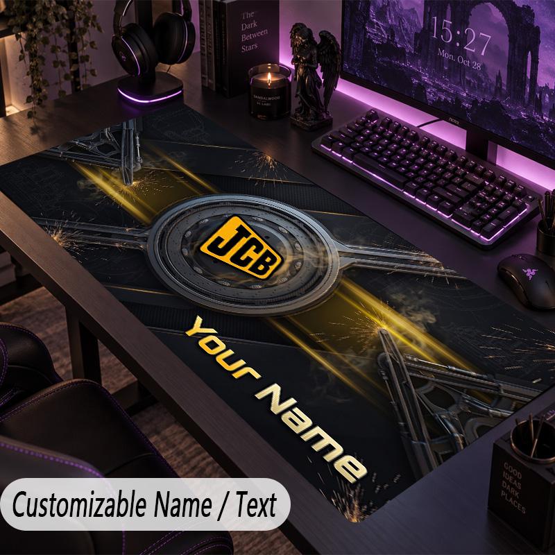 Large Mouse PadJCB Custom Name Text Personalized Desk Mat Non Slip Gaming Pad