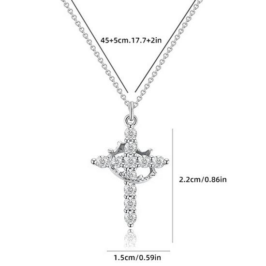 Золоченая 14K цепочка с крестом-короной и бриллиантами для женщин
