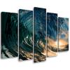 Five Piece Picture Canvas Print Churning Waves