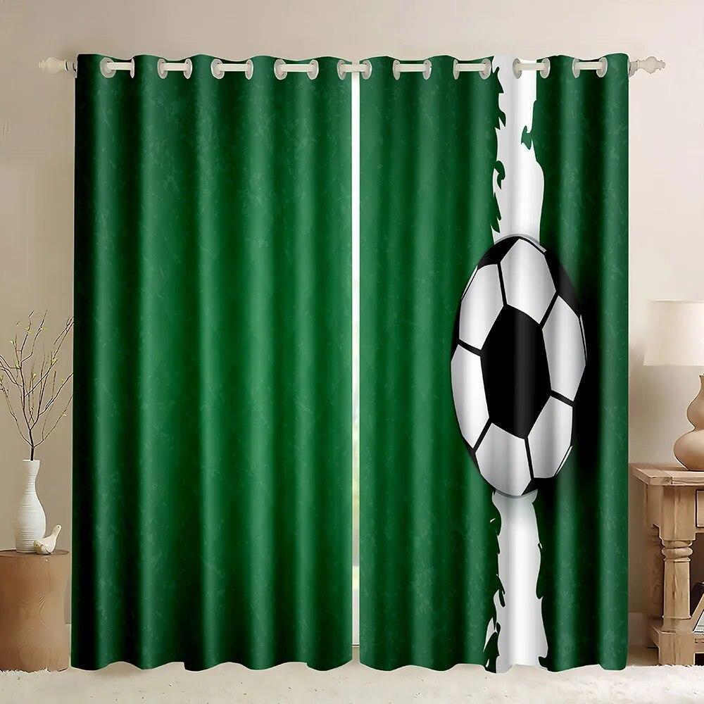 Футбольная серия, оконные шторы с узором, спортивная тема, тонкие шторы, портьеры для гостиной, спальни, детской комнаты для мальчиков, домашний декор 2023