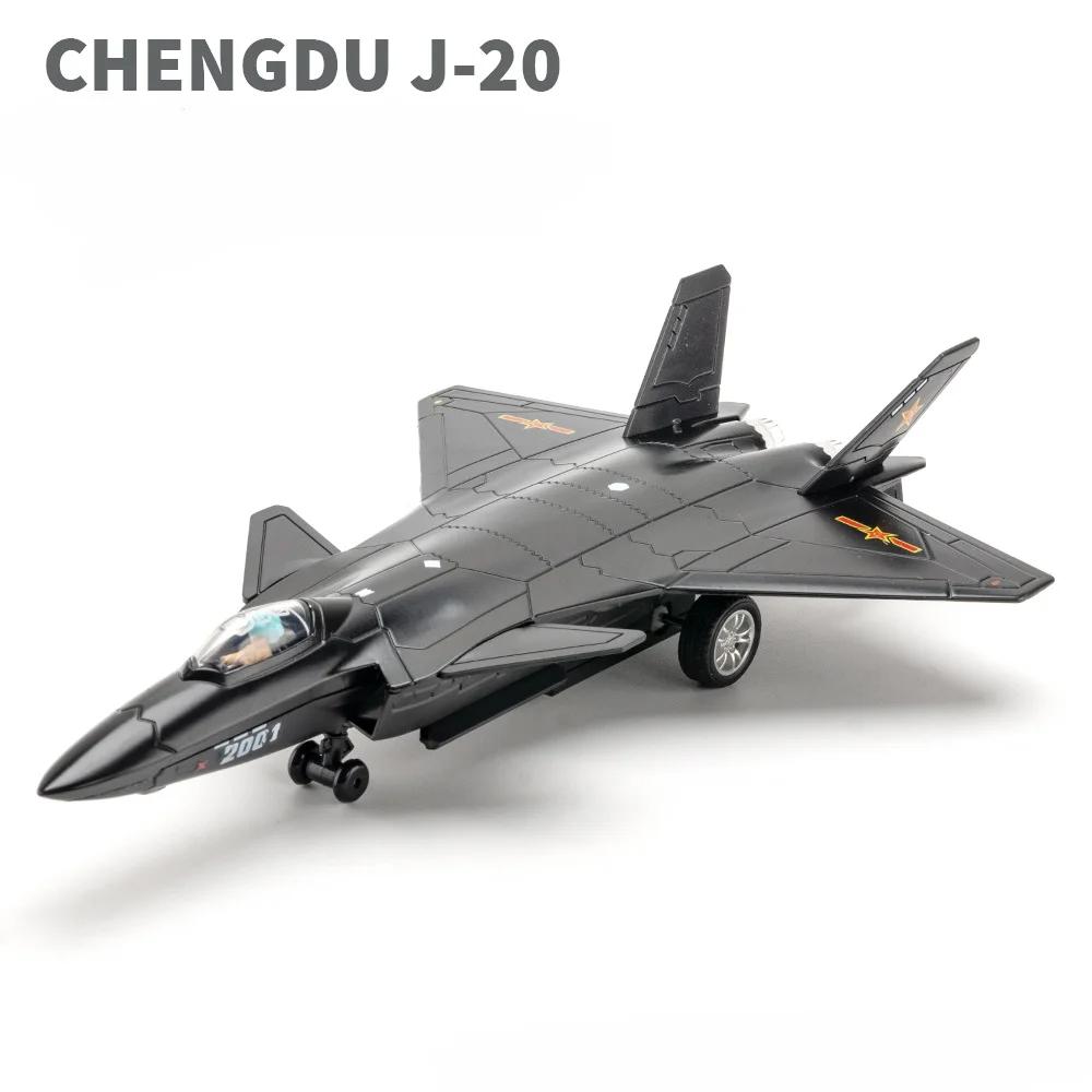 1/50 J-10 J-20 F-16 F-22 J-15 Модель истребителя Игрушечный самолет Сплав Литье под давлением Музыка Свет Инерционный Истребитель Модель для детей Подарки