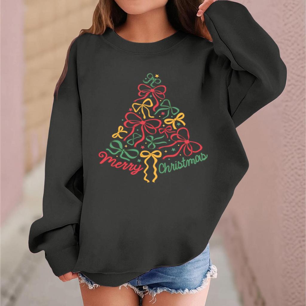 Children's Fashionable Casual Long-sleeved Loose Christmas Print Pullover Sweatshirt