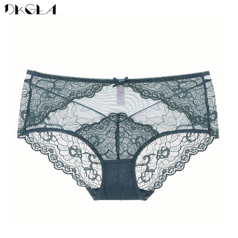 DKGEA Sexy Panties Transparent Women Underwear Lace Plus Size Briefs High-Rise