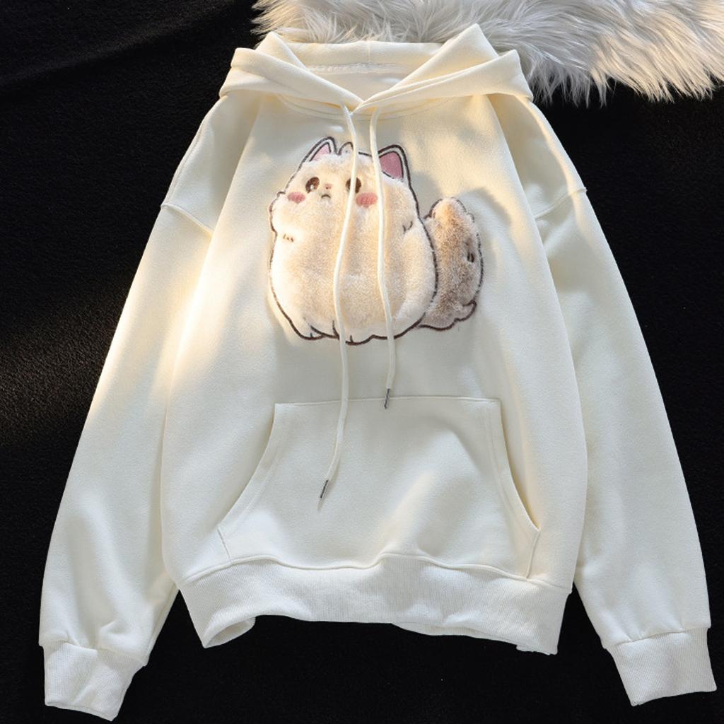 Ladies Fashion Casual Long Sleeve Round Neck Hoodie Pullover Top With Pockets