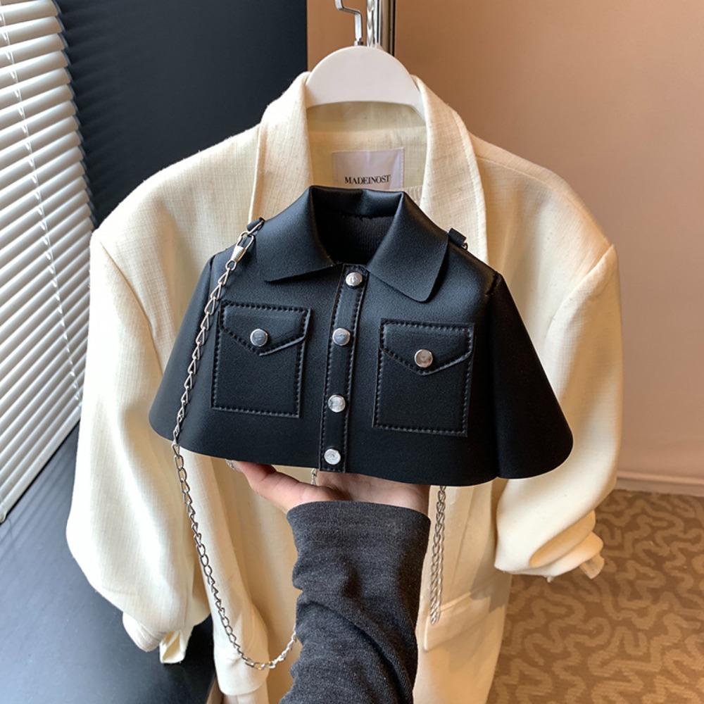 Personalized Solid Color Clothes Shaped Crossbody Bag PU Leather Harajuku Chain Shoulder Bag Coat Tote Bag Women Handbag Daily