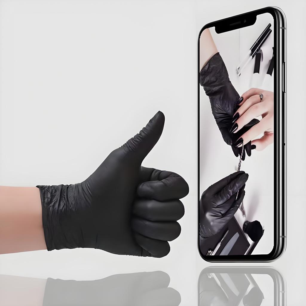 100Pack Black Disposable Nitrile Gloves for Housework PVC Latex-Free Anti-Static Gardening Pet Care Tattoo Work Oil-Proof