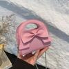 Trendy Chain Mini Crossbody Bags For Women  New Simple Pink Cute Bow Handbags Summer Solid Color Small Square Shoulder Bag