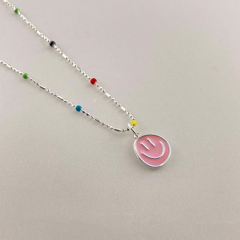 Капающая масляная улыбка, разноцветные бусины, ожерелье из конфет, женская цепочка на ключицу, цепочка на шею, креативный дизайн небольшого размера