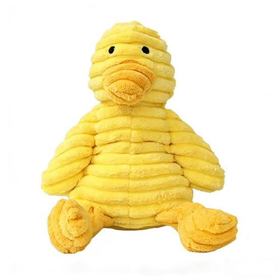 Pet Toy with Soft Plush Fabric Bite-Resistant Chew Toy Built-in Sound Design Yellow Duck Shape Dog Toy for Puppy Adult