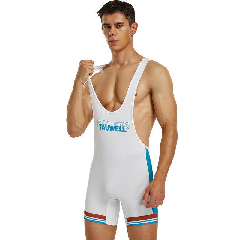 Men's Training and Wrestling Jumpsuit: Fitness Vest and Cycling Underwear Set