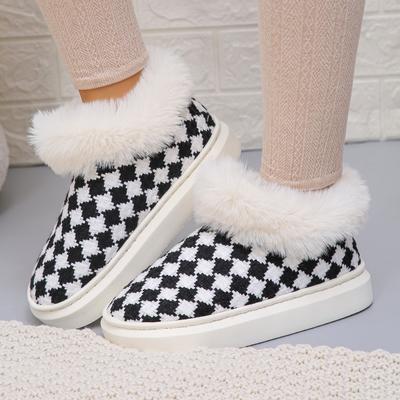 Парные тапочки для дома в полоску, пушистые, с эффектом памяти, нескользящие, с мягкой пяткой, нескользящие, плюшевые тапочки для женщин, зимняя домашняя обувь