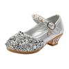 Girls Sequin Shoes High Heel Leather Shoes Princess Shoes Children Shoes