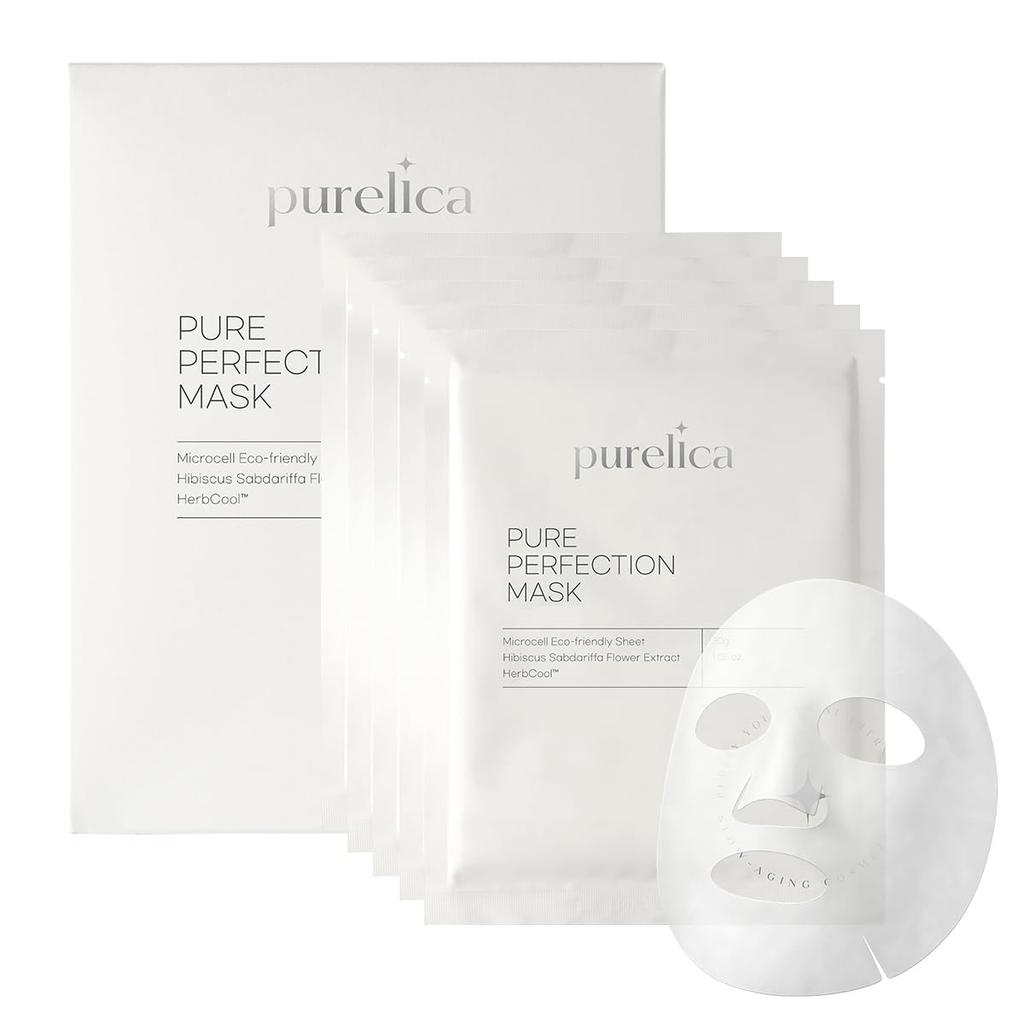 PURELICA Pure Perfection Mask Sheet Mask for Sensitive Skin with Hibiscus Centella and Aloe Vera Extract Treats Prevents and Moisturizes Korean