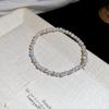 Элегантный корейский геометрический браслет с инкрустацией бриллиантами и жемчугом: Женские украшения: Легкая роскошь и ощущение высокого качества